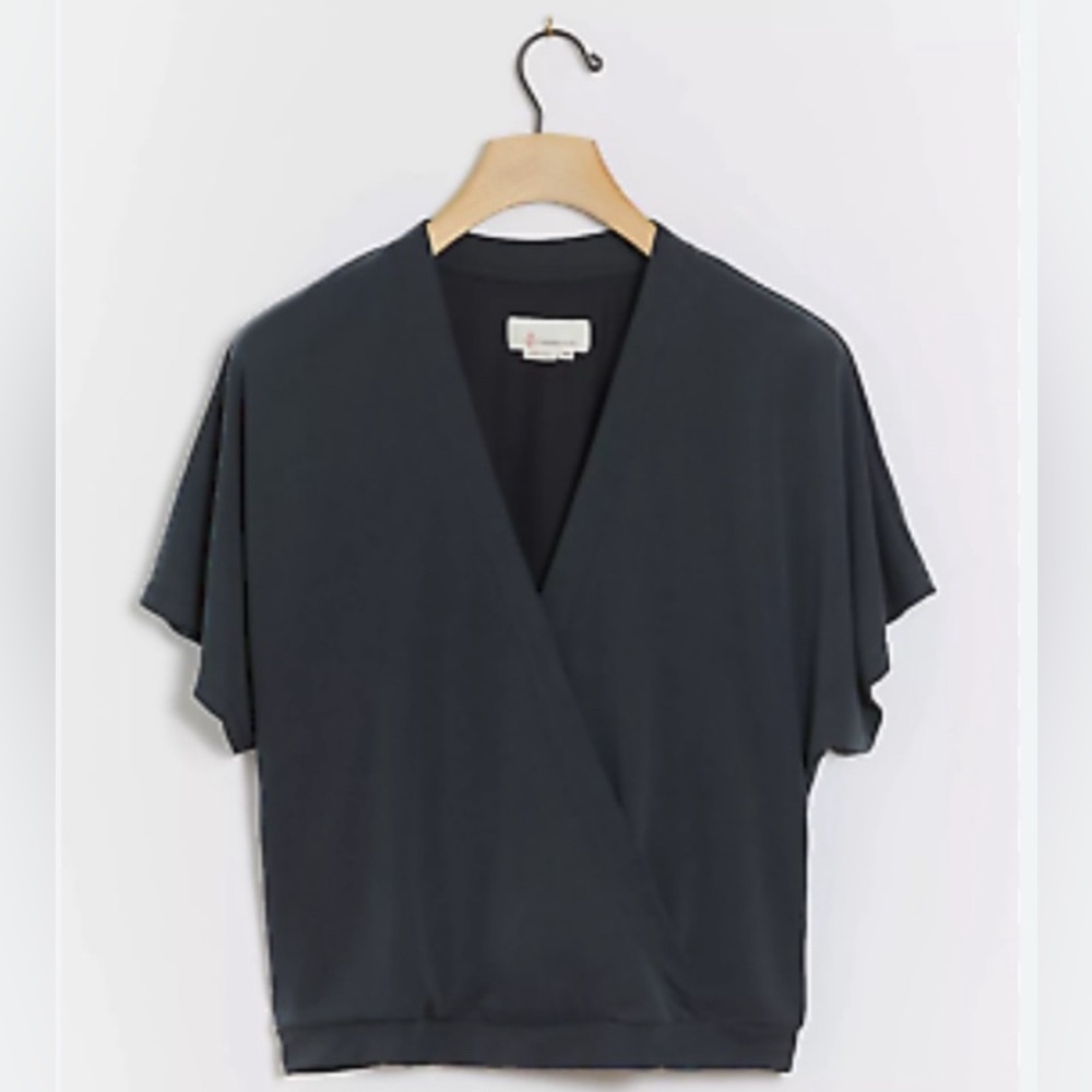 Anthropologie Ayla charcoal gray blouse top